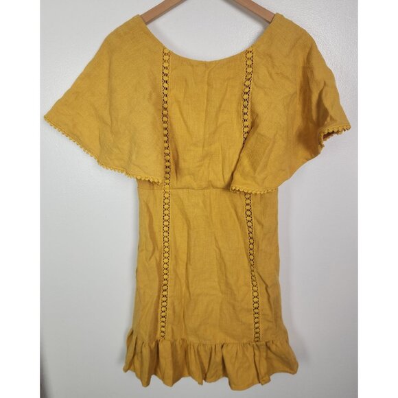 Moon River Women's Sz. XS Mustard Yellow Fluttered & Flounced Dress - Picture 1 of 6